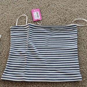 Edikted Navy and White Striped Tube Top